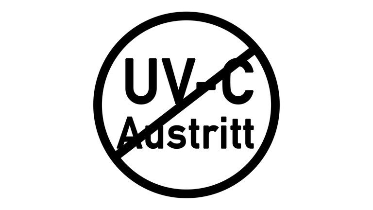 es tritt zu keiner Zeit UV-C Strahlung aus